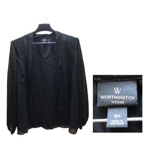 Worthington Size 2X Long Sleeve Blouse